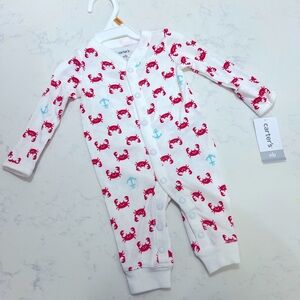 Carter's White and Red Crab Print Kids One Piece